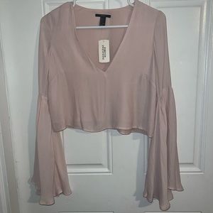 Light Pink Chiffon Bell Sleeve Top